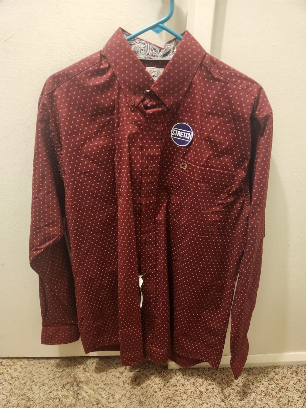 Cinch Men's Stretch Classic Fit Button-Down Western Shirt Burgundy Size S